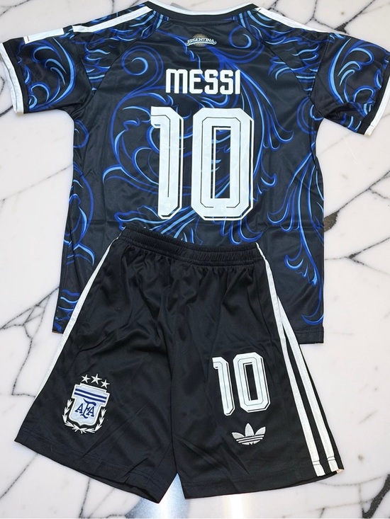 adidas Other - Messi Argentina 2026 World Cup Kids Jersey Shorts Kit #10 Black Blue